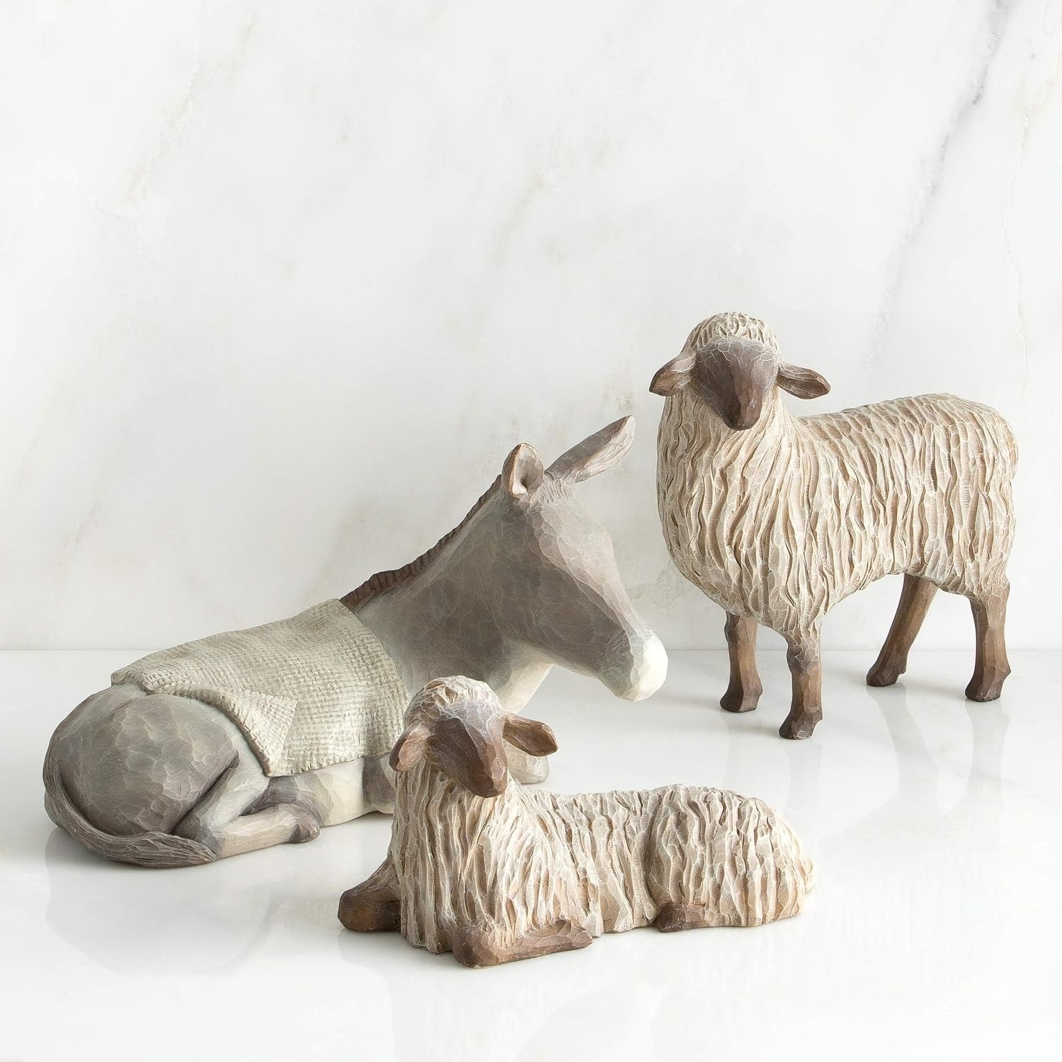 image:imageWillow Tree Gentle Animals of the Stable HandPainted Figures 3Piece Set Extends the Willow Tree Nativity Scene Designed by Artist Susan Lordi Heirloom Keepsake Display on Shelf or TableModern