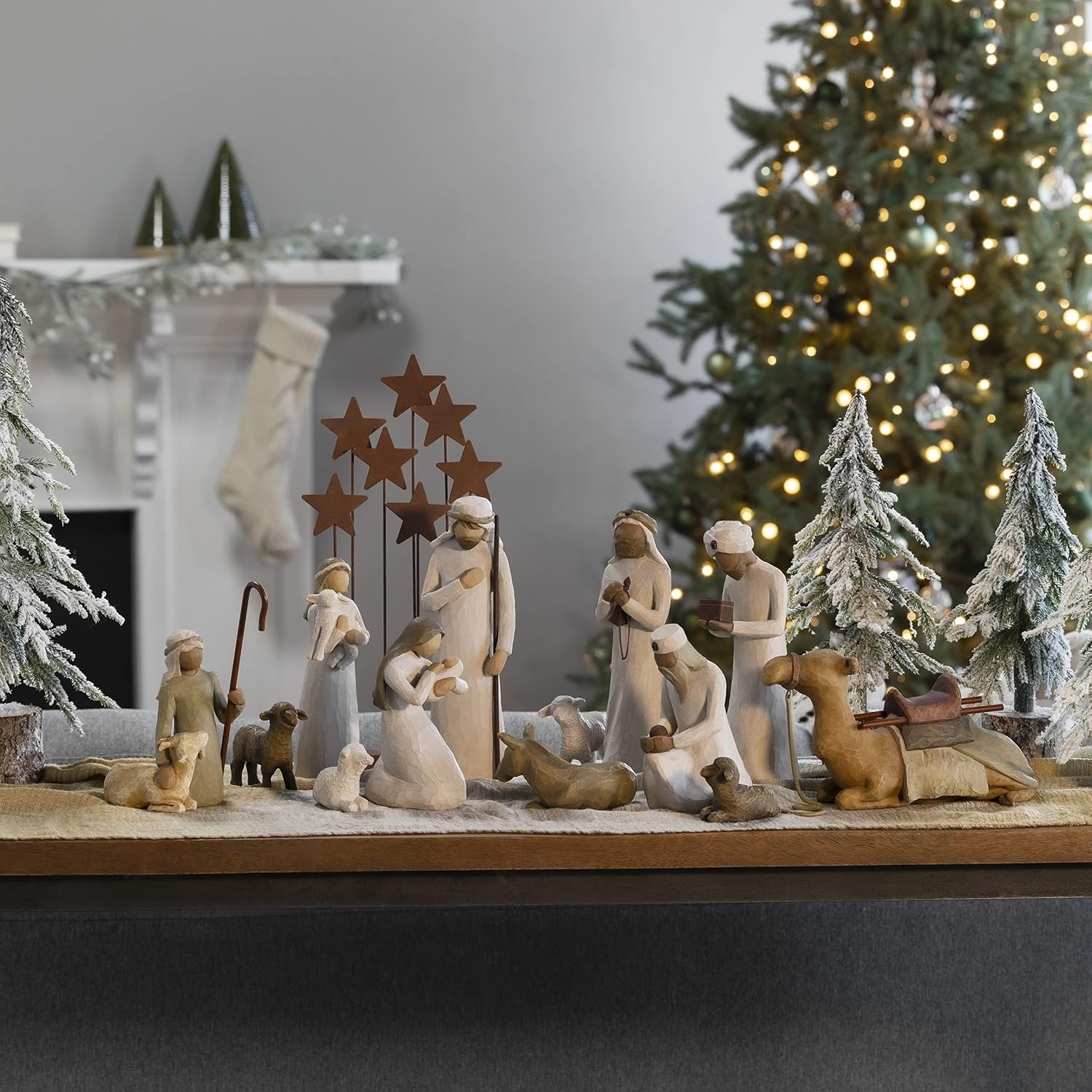 image:imageWillow Tree Nativity Figures with Three Wisemen Metal Stars 14 Piece Set Designed by Artist Susan Lordi Resin Figures Build the Nativity Scene a Timeless Holiday Tradition and Classic CollectionDeluxe Angel