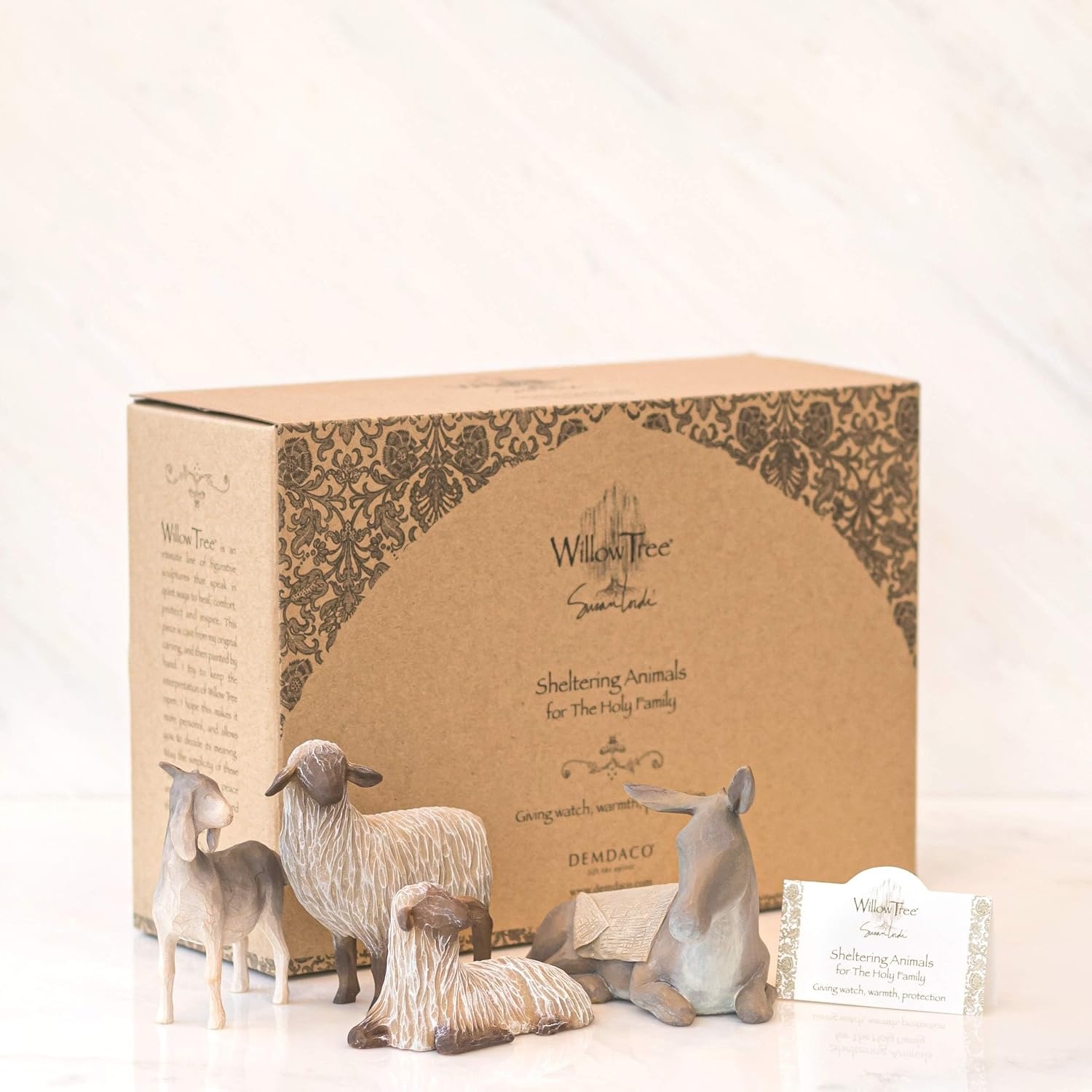 image:imageWillow Tree Sheltering Animals for the Holy Family 4 Piece Nativity Set Designed by Artist Susan Lordi Build the Nativity Scene a Timeless Holiday Tradition to Display on Mantel or TabletopAntique
