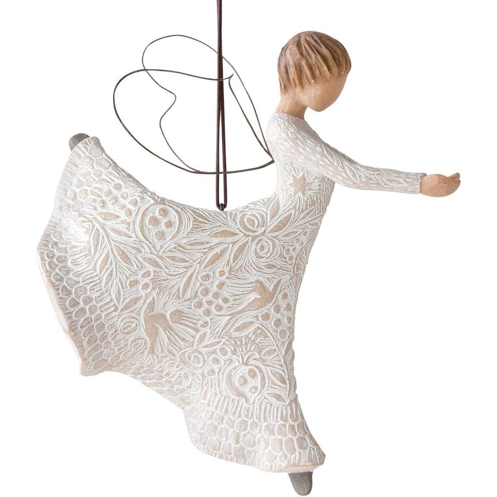 image:imageWillow Tree Dance of Life Hanging Ornament Angel Figurine Ballet Pose With Outstretched Arms Cream Dress Celebrates Lifes Milestones Cast from a Susan Lordi Original CarvingNatural
