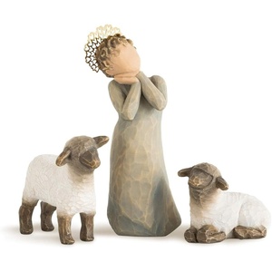 Willow Tree Little Shepherdess, Sculpted Hand-Painted Nativity Figures, 3-Piece Set | Designed by Artist Susan Lordi, Build the Nativity Scene, a Timeless Holiday Tradition to Display on Mantel or Tabletop(Shepherdess)