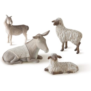 Willow Tree Sheltering Animals for the Holy Family, 4 Piece Nativity Set | Designed by Artist Susan Lordi, Build the Nativity Scene, a Timeless Holiday Tradition to Display on Mantel or Tabletop(Antique)